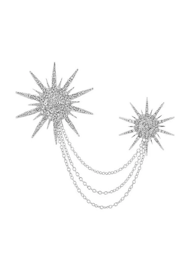 Take Two  Women Silver Rhinestone Starburst Brooch for Women | Best Price UAE